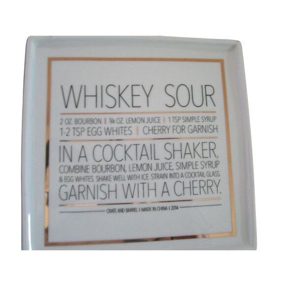 Crate Barrel Cocktail Recipe Plates Square Coupe 4 GUC Vintage 2014 - Picture 6 of 12